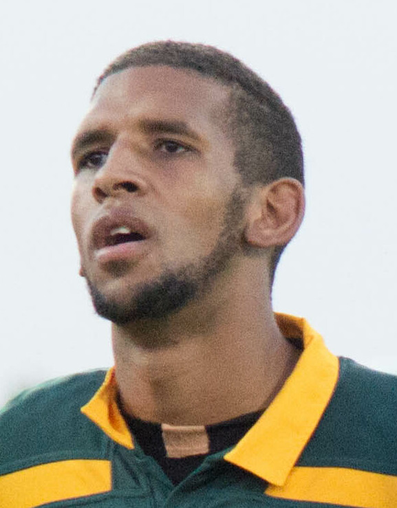Hyron Andrews in South Africa's green and gold