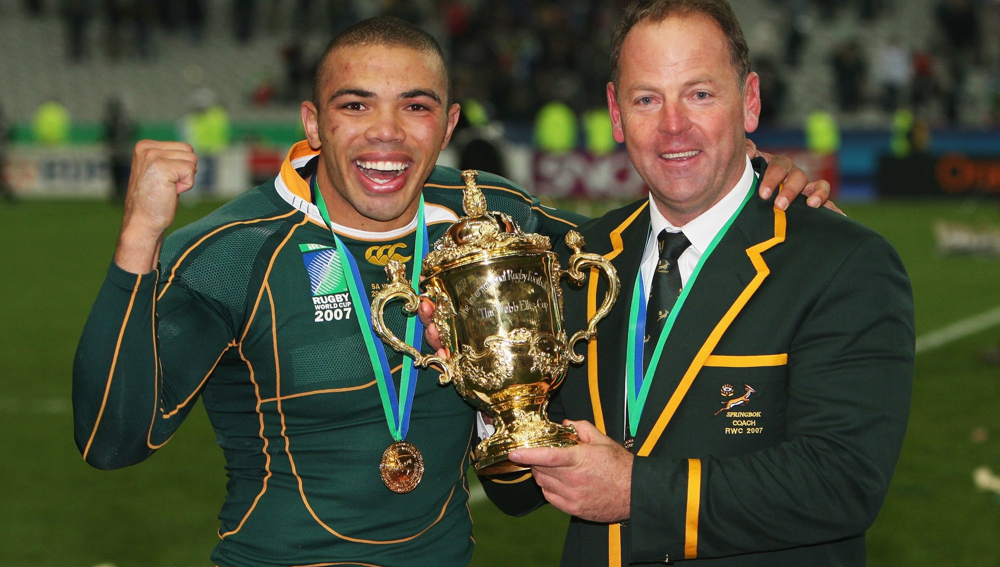 Bryan Habana with the Webb Ellis Cup, Rugby World Cup 2007