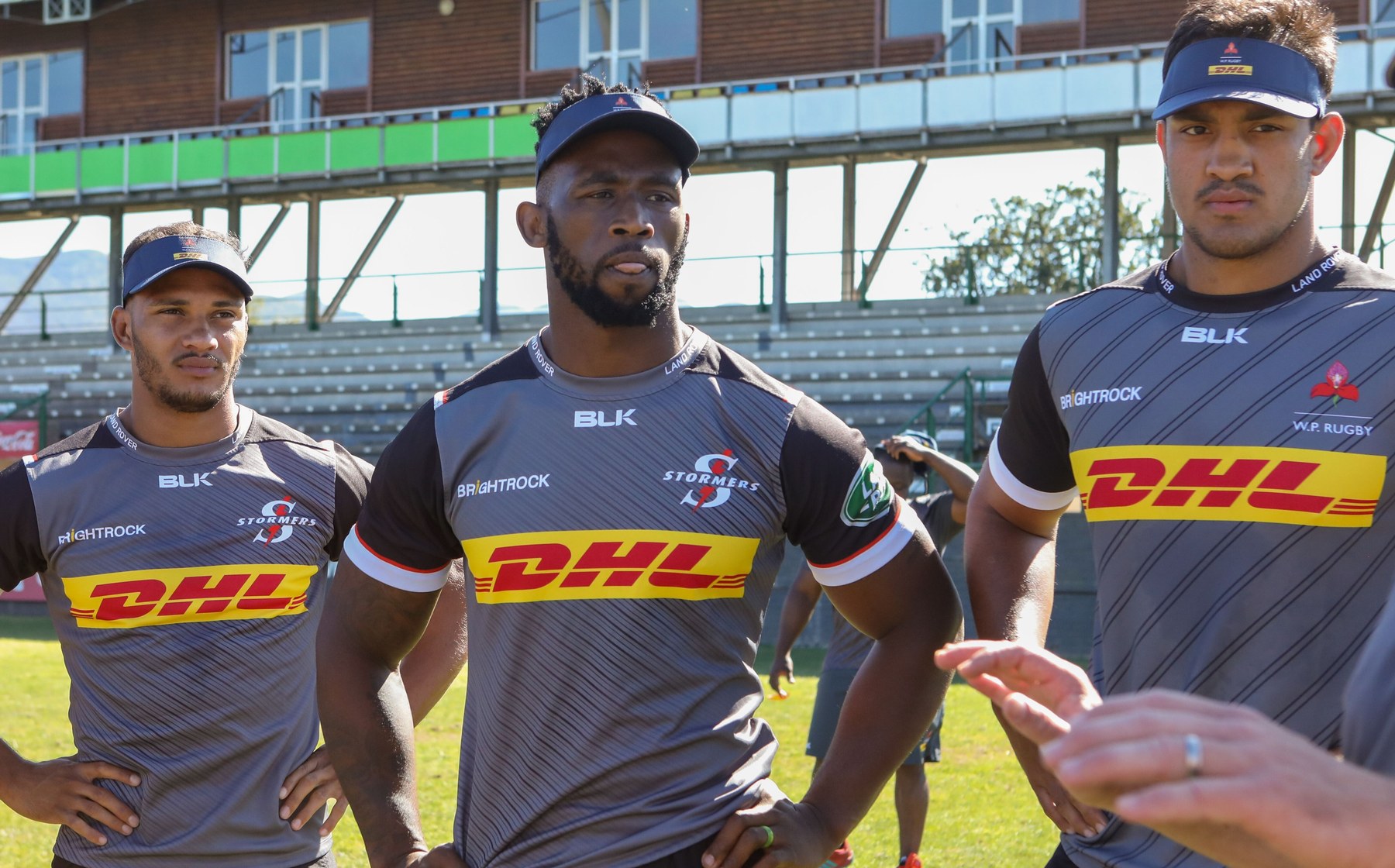 Siya Kolisi and teammates at Stormers training